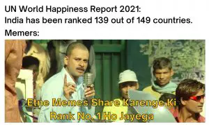 World Happiness Report Meme Ft. India