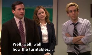 How the turntables meme on The Office tv show