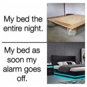 Comfort meme on bed