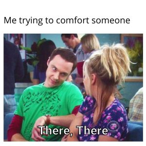 Me Trying To comfort Someone Meme On There There Sheldon