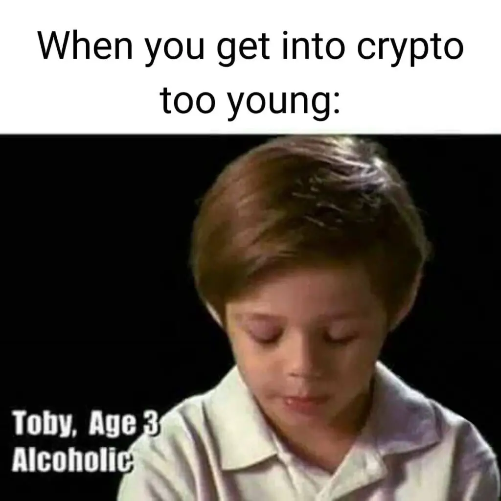 Cryptocurrency Meme on Toby Age 3 Alcoholic