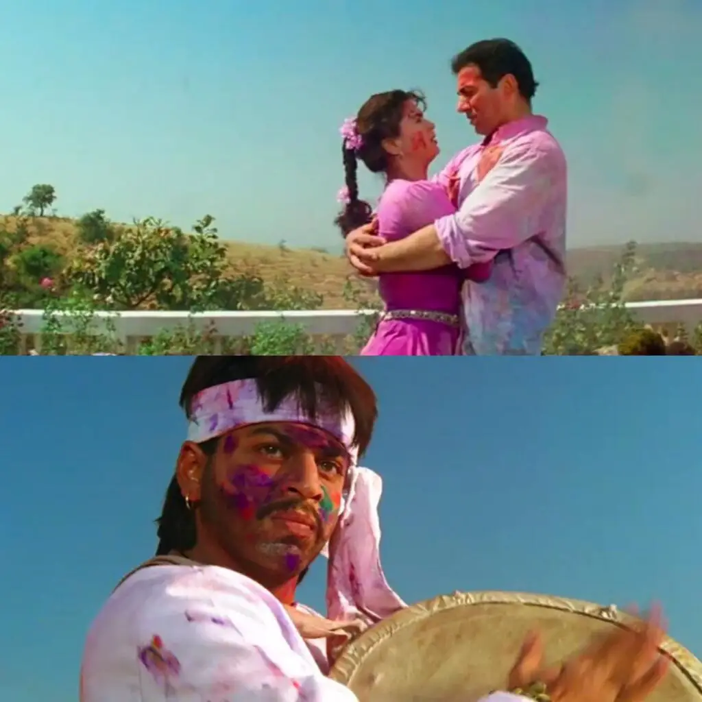 Shahrukh Khan Staring Couple in Holi Meme Template