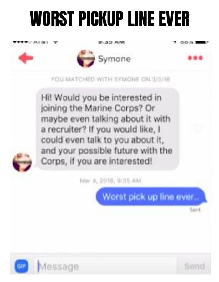 Worst Pick Up Line Meme on Marines