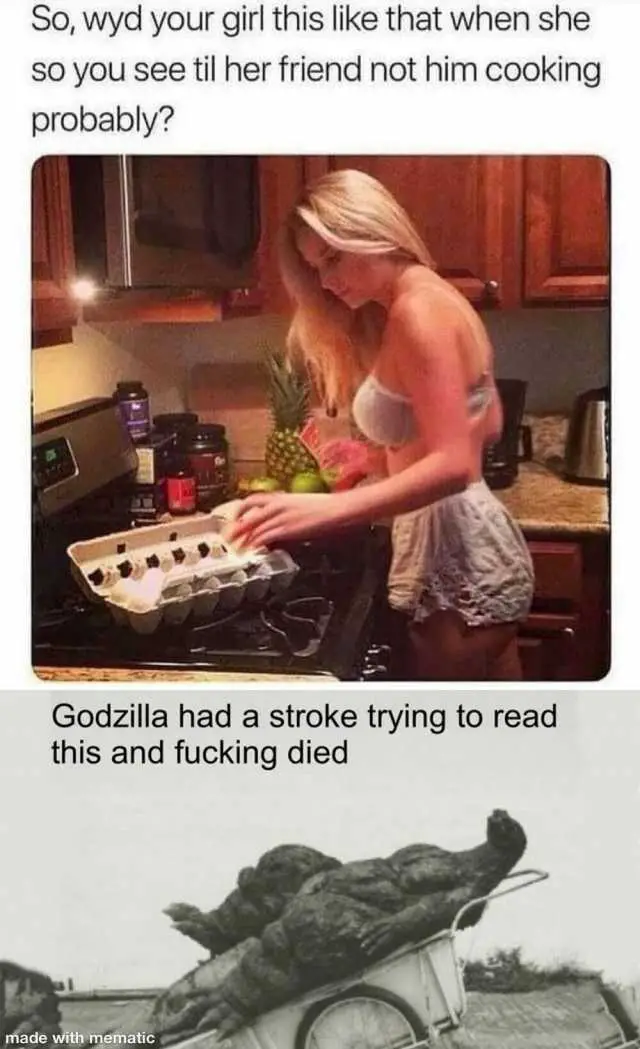 Godzilla had a stroke meme on girl
