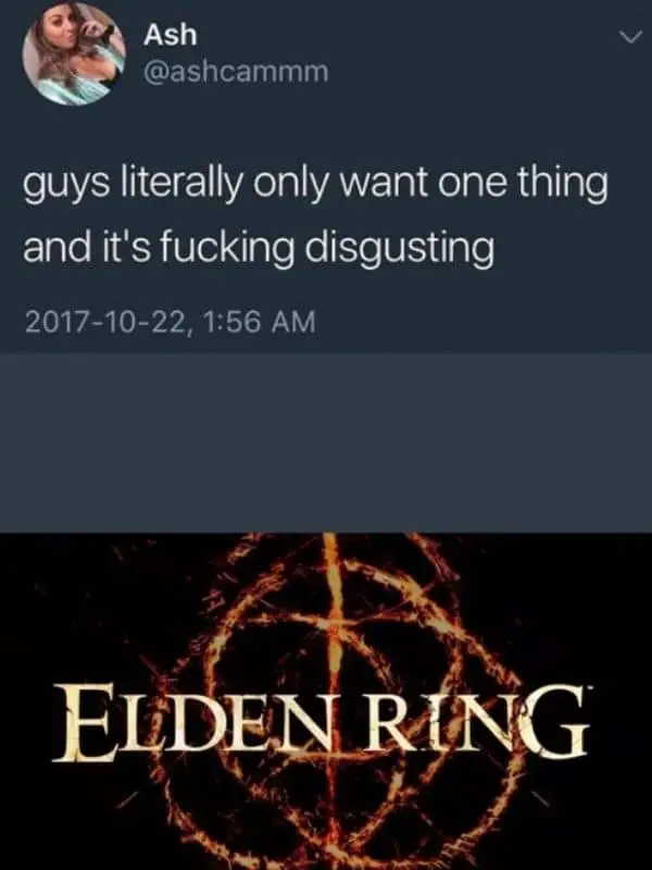 Guys literally want one thing meme on Elder Ring
