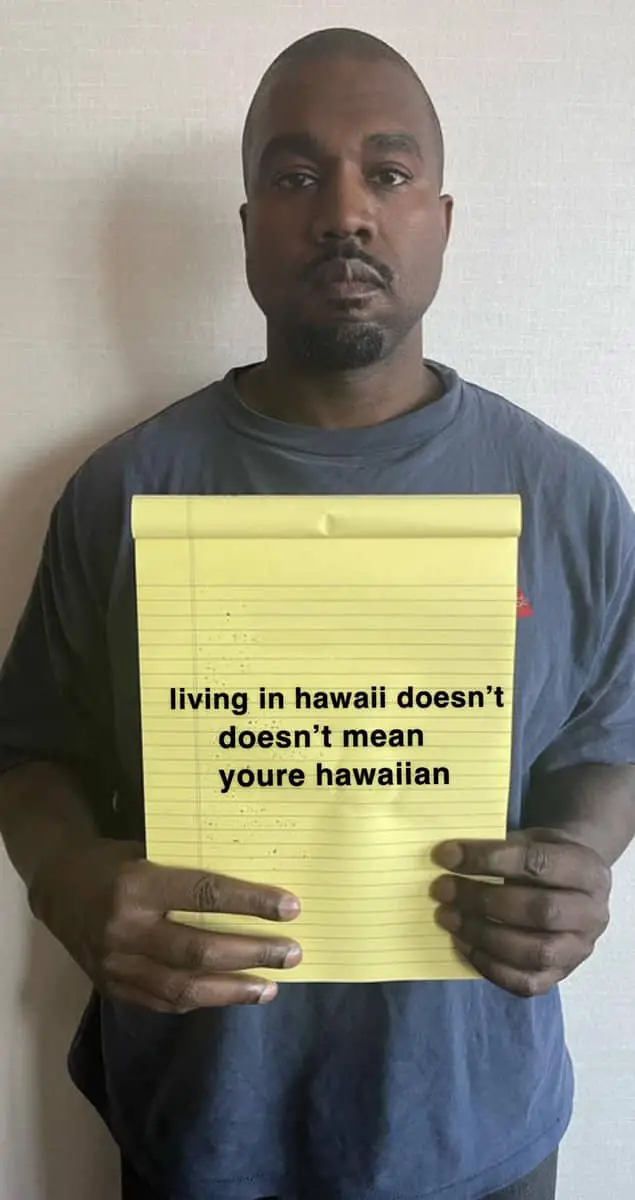 Kanye West Holding Notepad Meme on Hawaii