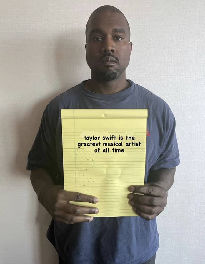Kanye West Holding Notepad Meme on Taylor Swift