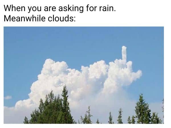 Cloud Meme on Middle Finger