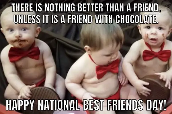Funny National Best Friends Day Meme on Chocolate