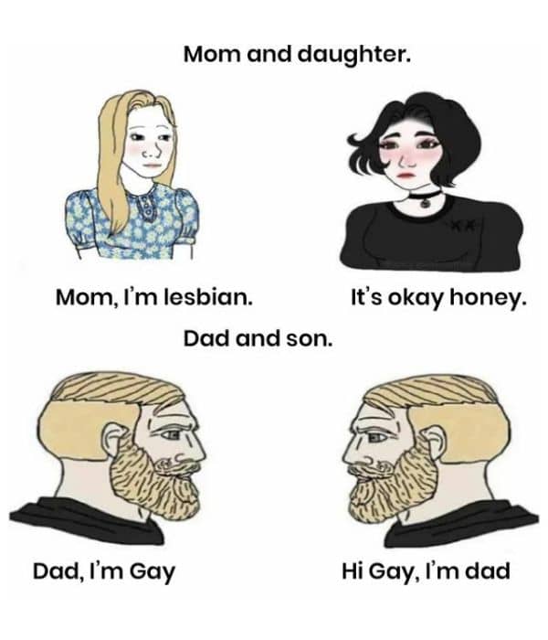 Lesbian Vs Gay Meme on Mom and Dad