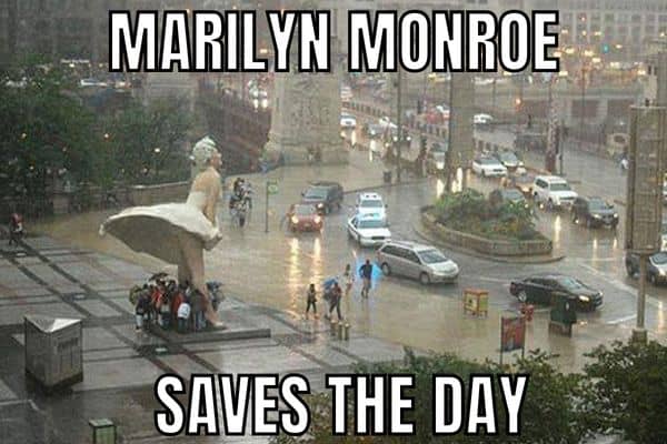 Marilyn Monroe Statue Rain Meme