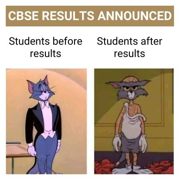 CBSE Results Student Meme on Tom Cartoon