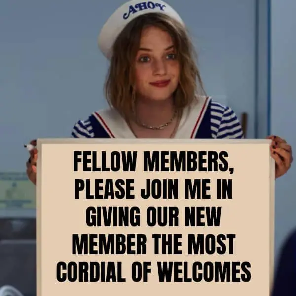 Welcome Meme on Robin Holding A Whiteboard