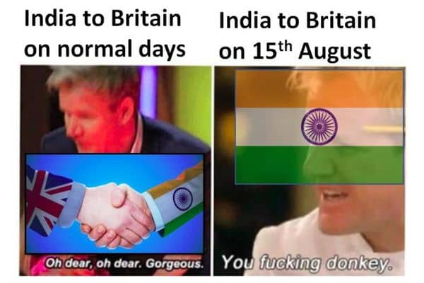 15 August Meme on India And Britain