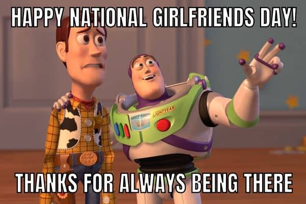 Happy National Girlfriend Day Meme on Woody and Buzz Lightyear
