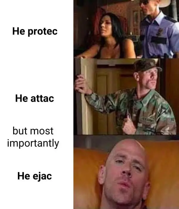 He Protec He Attac But Most Importantly Meme