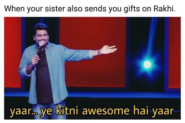 Raksha Bandhan Sister Gift Meme