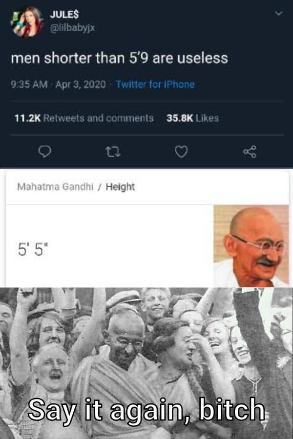 Mahatma Gandhi Meme on Height