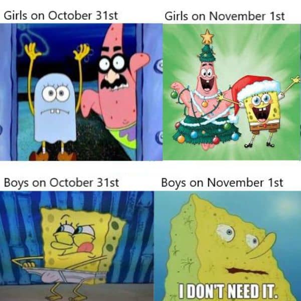 October 31st Vs November 1st Meme on Boys vs Girls