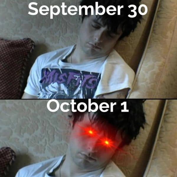 September 30 Vs October 1 Meme on Billie Joe Armstrong
