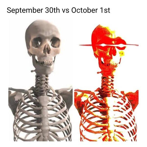 September 30th vs October 1st Meme on Skeleton