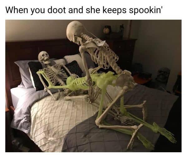 Dirty Halloween Meme on Skeleton Threesome