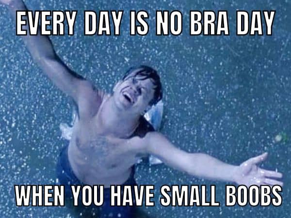 Funny No Bra Day Meme on Small Tits
