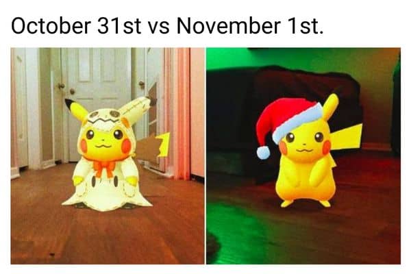 October 31st Vs November 1st Meme on Pikachu
