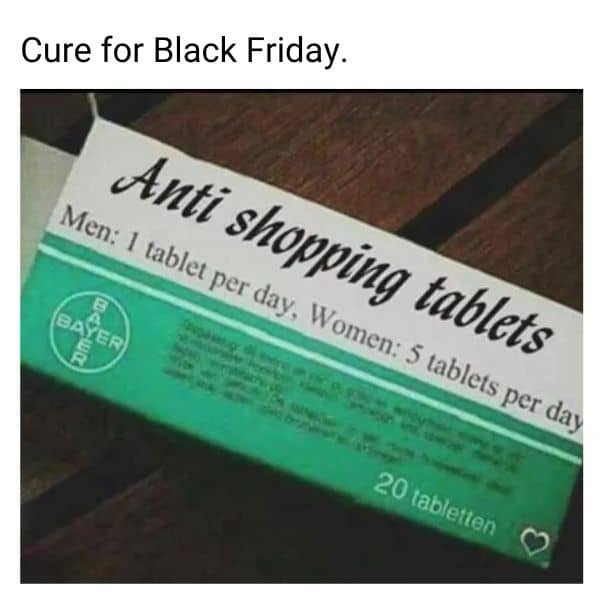 Black Friday Cure Meme on Tablet