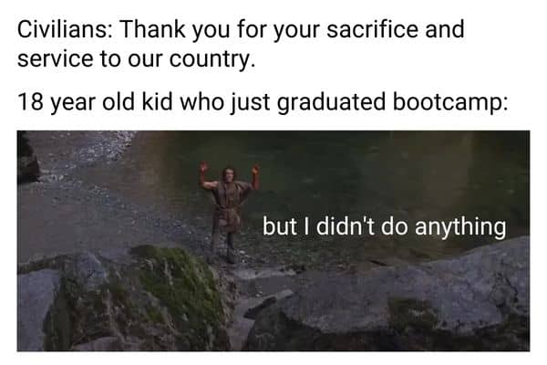 Funny Veterans Day Meme on Bootcamp graduate