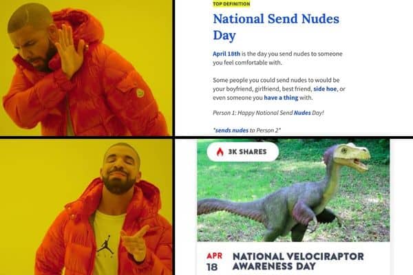 National Send Nudes Day Meme on Velociraptor