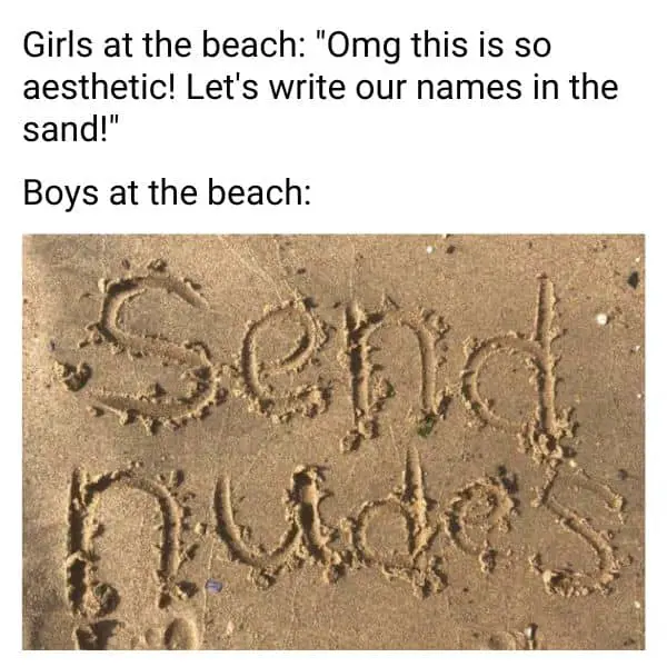 Send Nudes Beach Meme