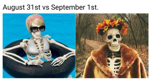 August 31 vs September 1 Meme on Skeleton