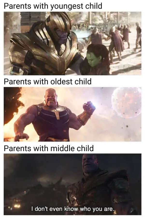 Parents With Middle Child Meme on Thanos