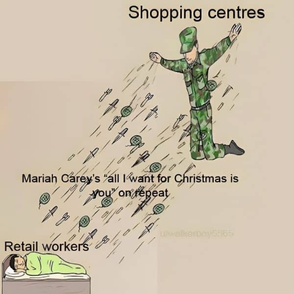 Funny All I Want For Christmas Is You On Repeat Meme on Retail Workers