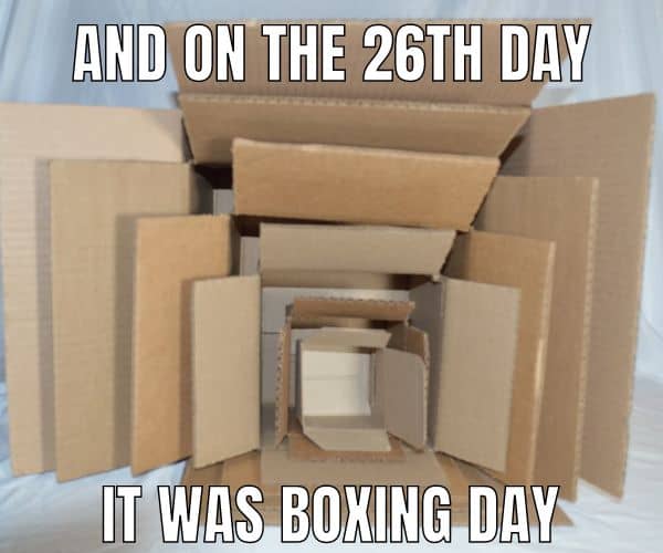 Funny Boxing Day Meme on Boxes