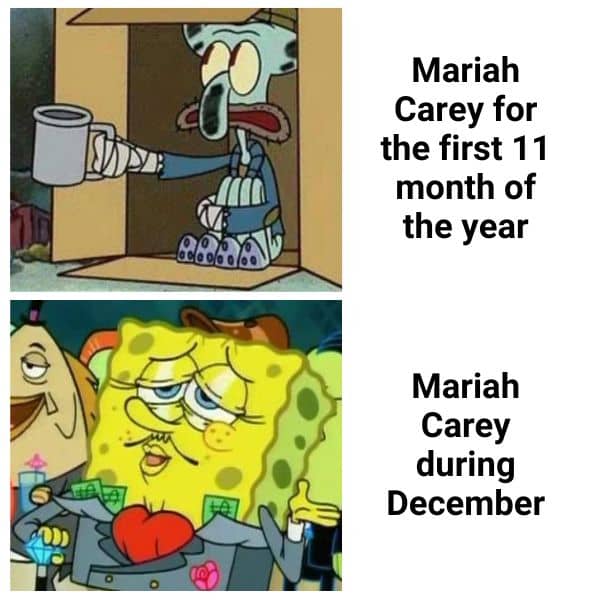 Mariah Carey First 11 Months vs December Meme