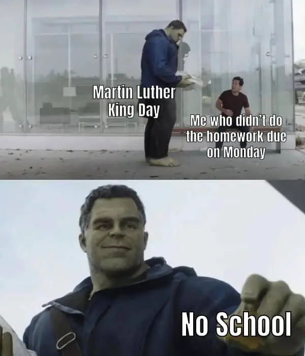 Funny MLK Day Meme on No School