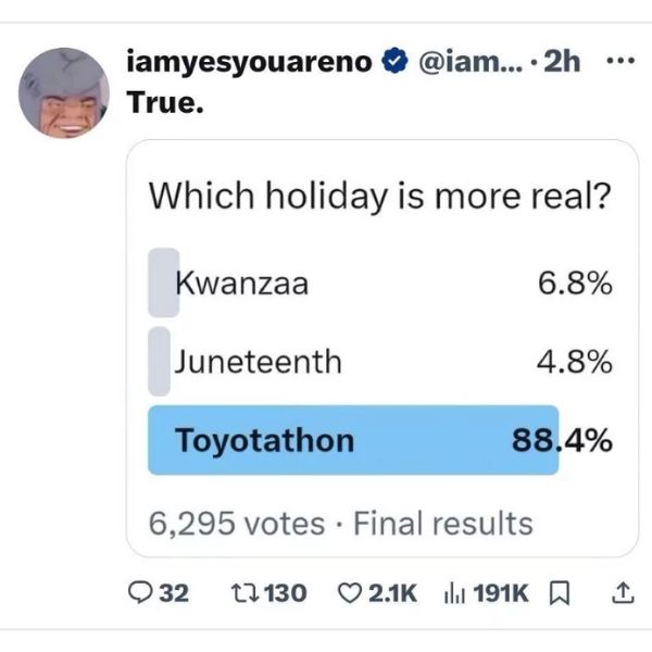 Toyotathon Meme on Juneteenth