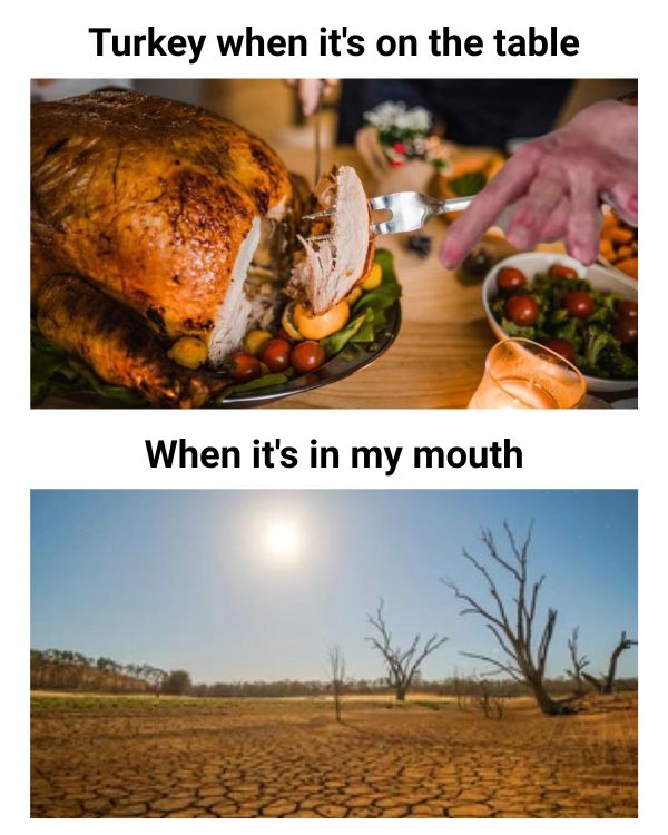 Turkey on Table vs In Mouth Meme